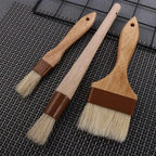 Wooden Bristle Pastry Brush – Flat Oil Basting Tool for Baking and Barbecue