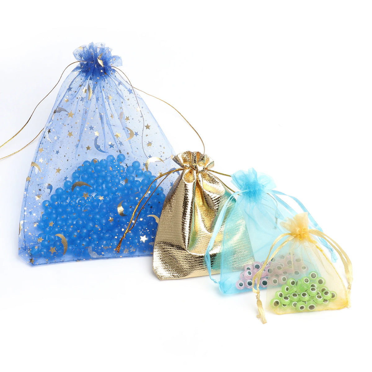 Organza Drawstring Pouches – Sheer Jewelry Gift Bags for Wedding Party Favors