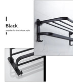 Matte Black Aluminum Towel Rack – 50cm Wall Mounted Holder with Hook
