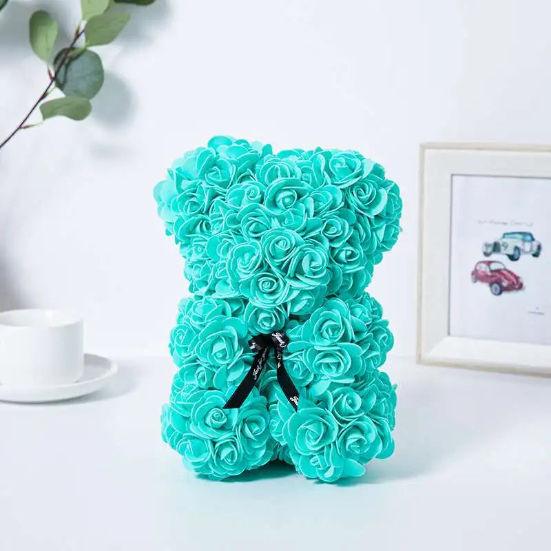 Artificial Rose Flower Bear – Romantic Gift for Valentine's Day and Birthday