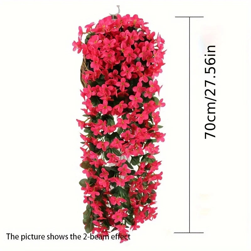 Artificial Silk Violet Hanging Plant – Faux Floral Decor for Home Garden