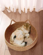 Handmade Woven Vine Cat Bed – Washable Seasonal Pet Nest for Winter Comfort