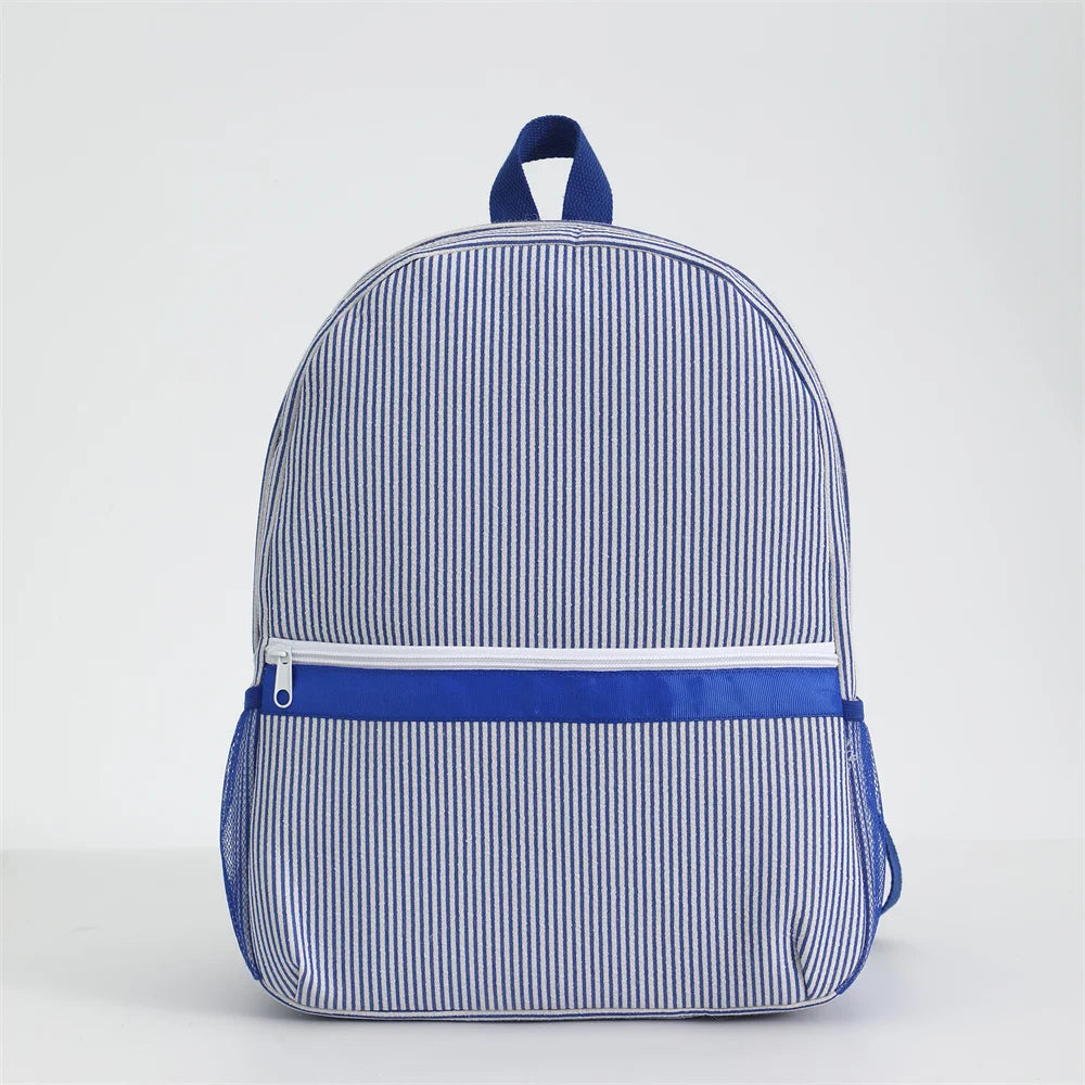 Seersucker Striped Backpack – Classic Kids Book Bag for Preschool