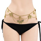 Gold butterfly chain waist body jewelry on a mannequin with black bikini bottoms