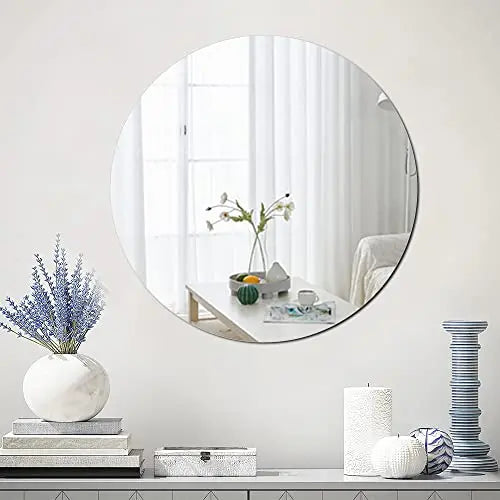 Round Acrylic Wall Mirror – Large Frameless Plexiglass for Bathroom Decor