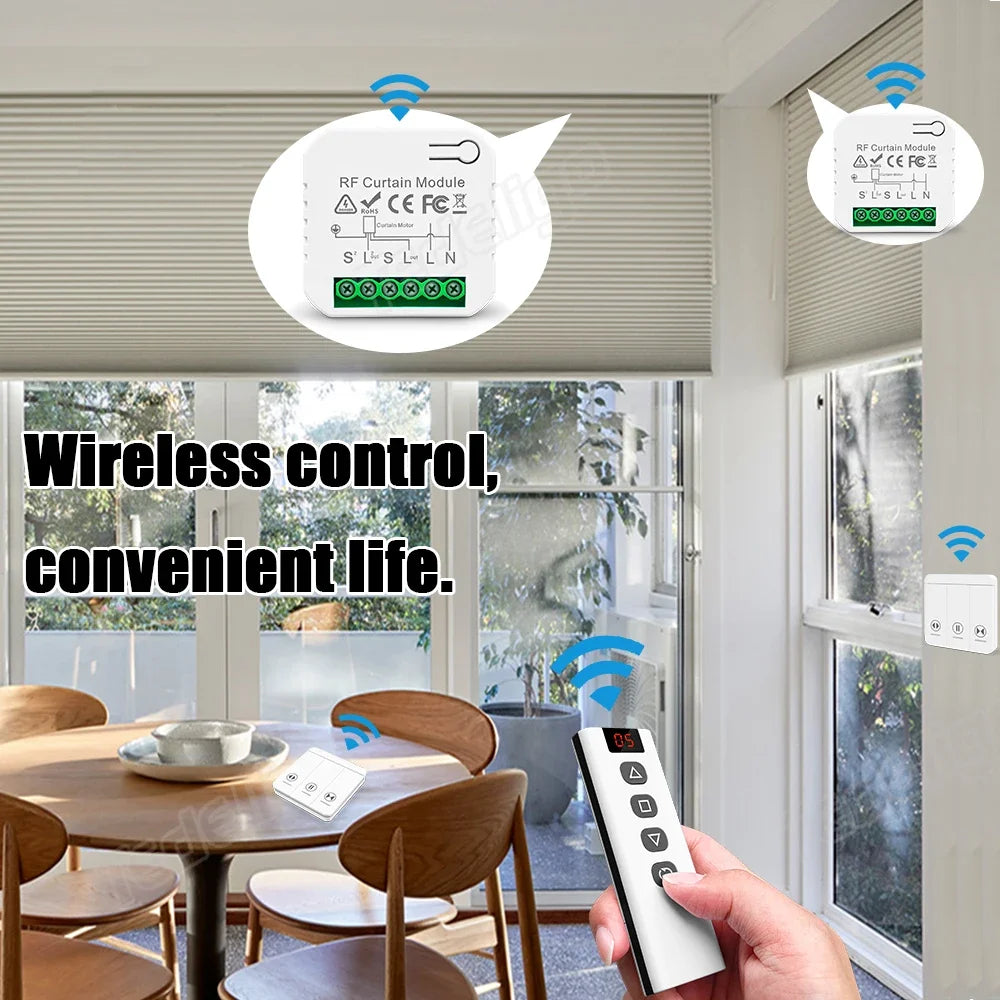 RF Curtain Switch Module – Wireless Remote Control for Motorized Roller Blinds