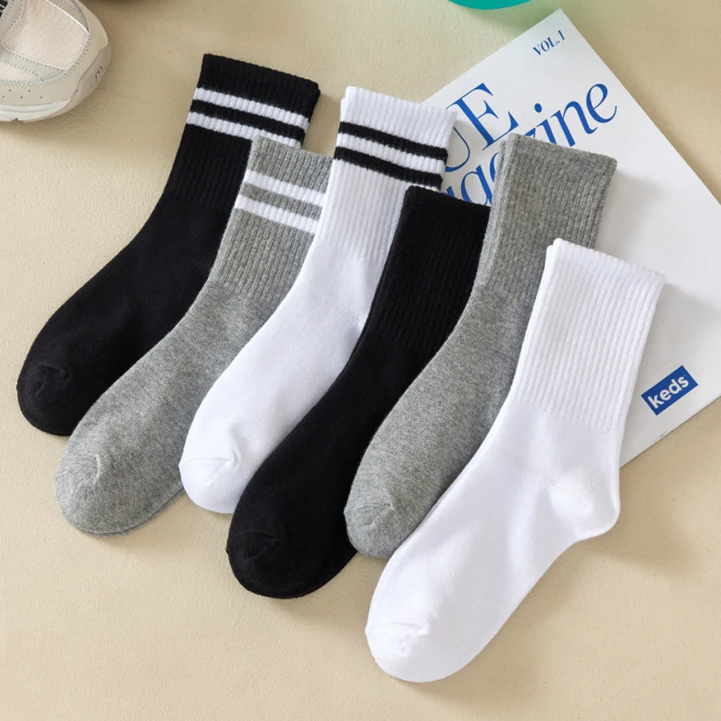 Mid Length Cotton Socks – Solid Color Business Casual for Daily Wear