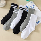 Mid Length Cotton Socks – Solid Color Business Casual for Daily Wear