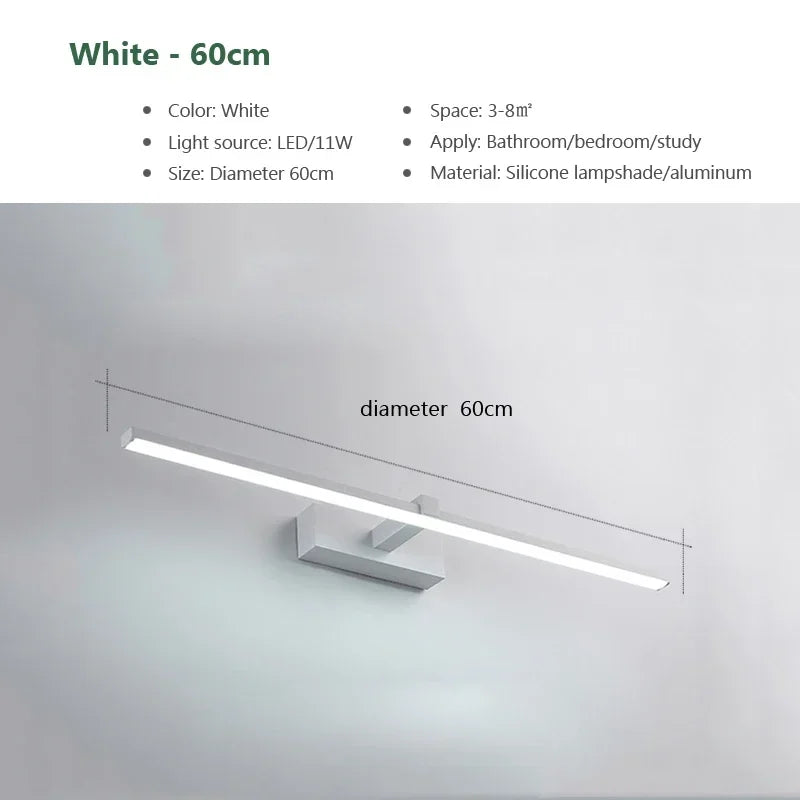 Modern Aluminum LED Wall Light – Adjustable Bathroom Mirror Vanity Lamp