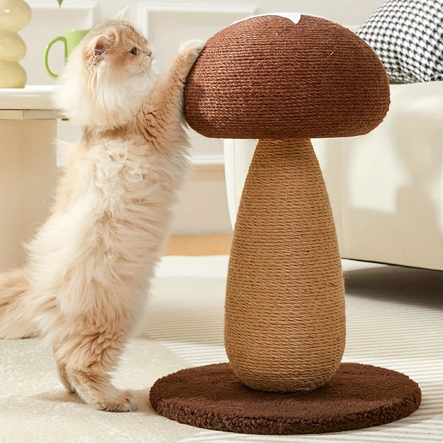 Mushroom Sisal Cat Scratcher – Durable Climbing Post for Indoor Play