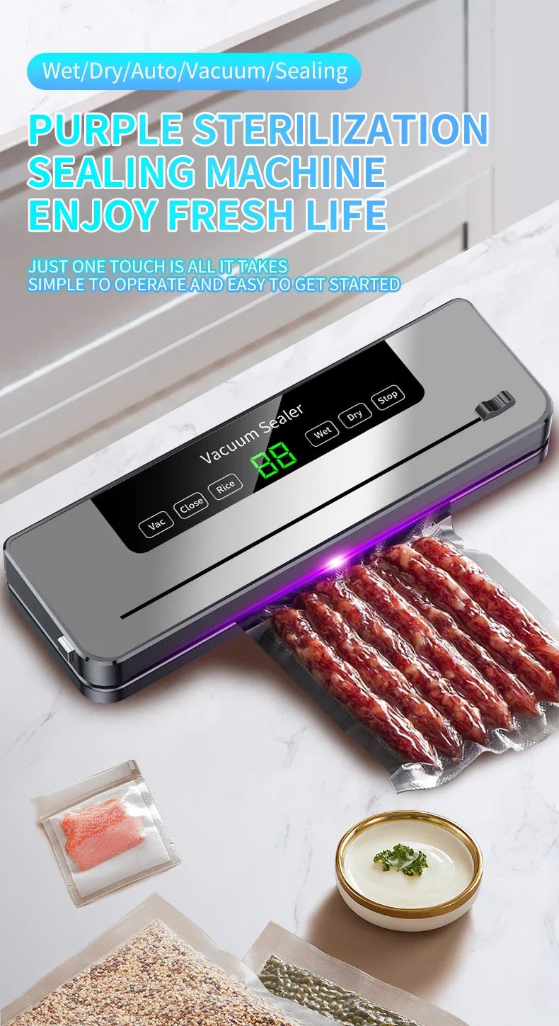 Electric Vacuum Sealer – UV Sterilization with Cutter for Food Storage