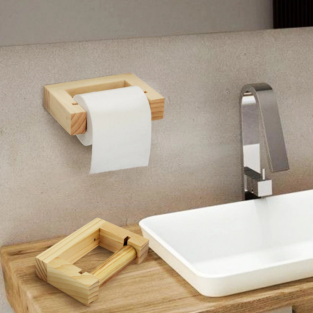 Adhesive Hemp Paper Towel Holder – Wall Mounted Rack for Bathroom Storage