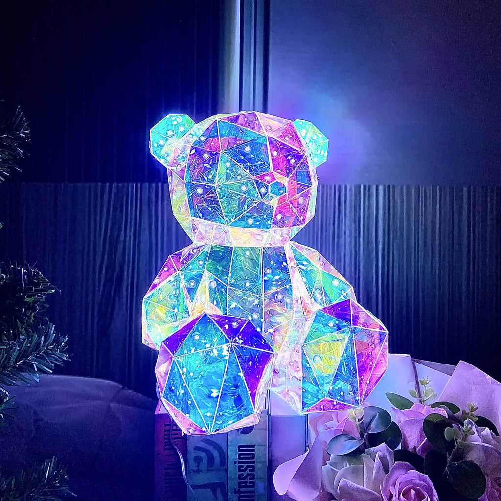 LED Teddy Bear Night Light – 30cm Colorful Plush Gift for Bedroom Decor