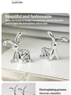 Long-Eared Rabbit Statue – Cartoon Resin Figurine for Home Desktop Decor