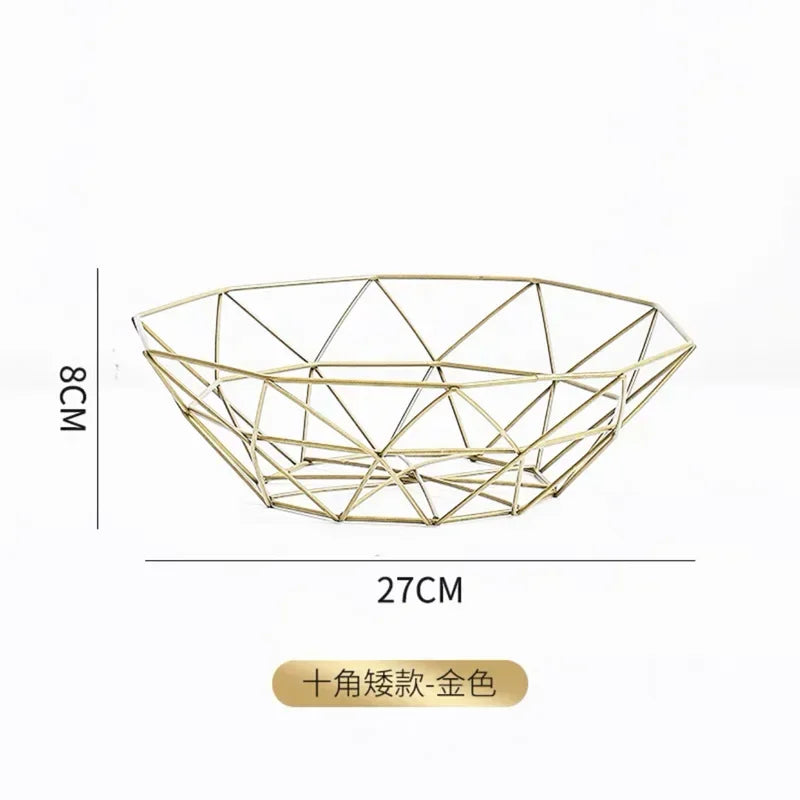 Modern Iron Fruit Basket – Decorative Wire Storage Bowl for Home Kitchen