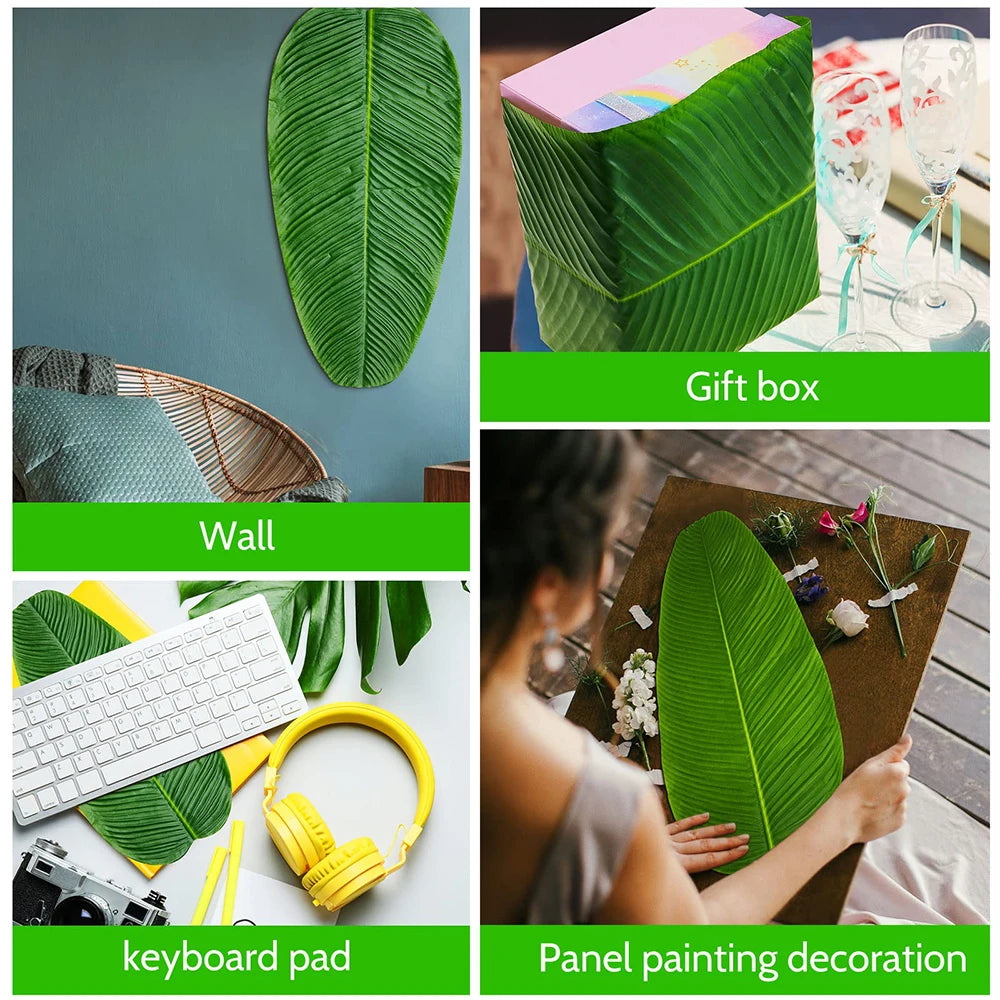 Artificial Banana Palm Leaves – Waterproof Tropical Table Decor for Luau Party