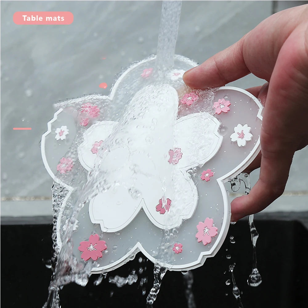 Sakura Cherry Blossom Coaster – Silicone Heat Insulation Mat for Tea Mugs