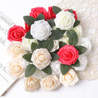 Milk White Artificial Rose Stems – Silk Flowers for Wedding DIY Decoration