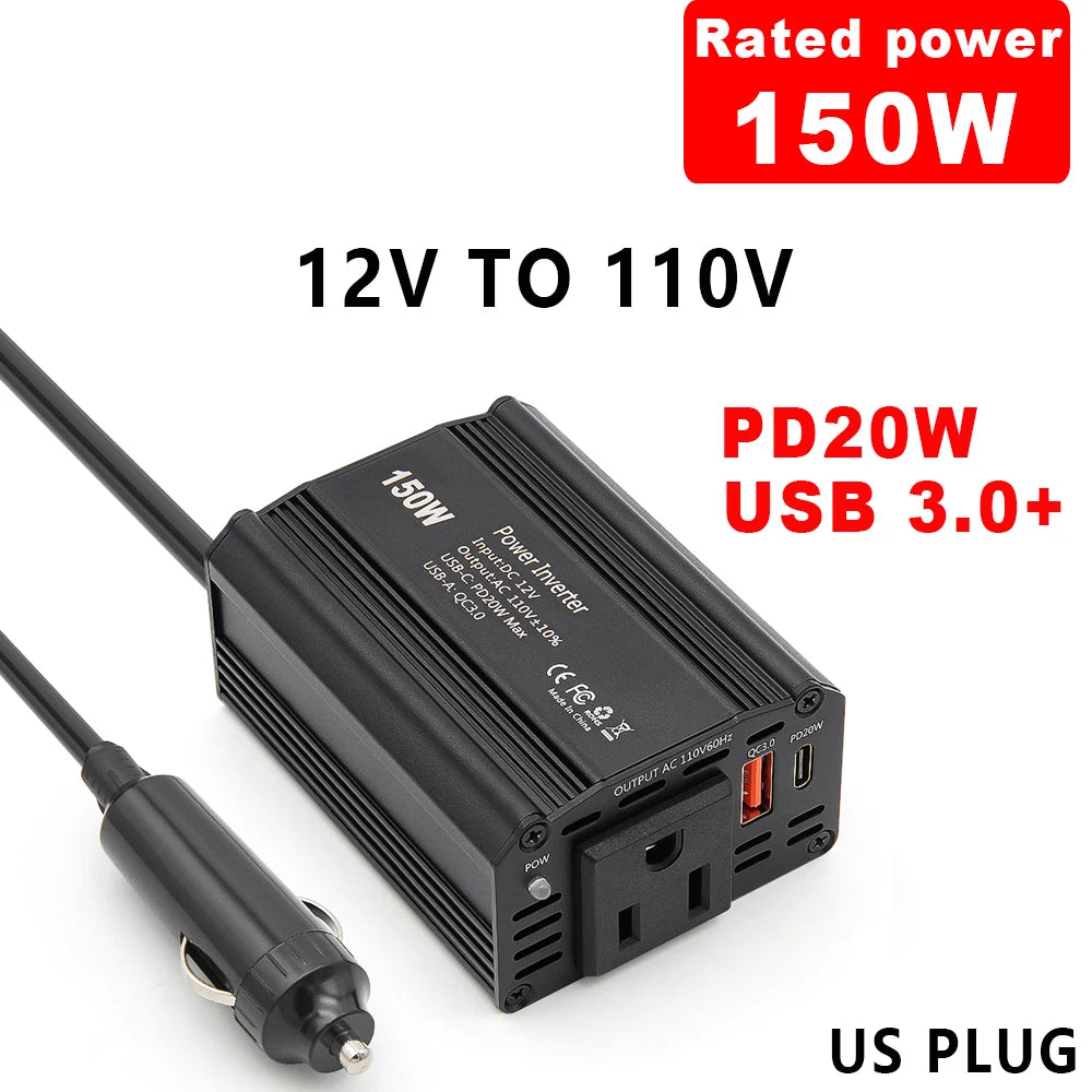 Car Power Inverter – 300W DC to AC Adapter for Road Trips and Travel