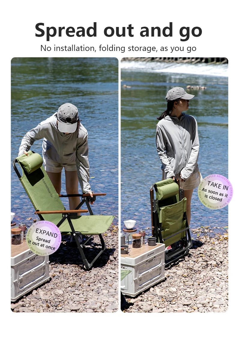 Folding Camping Chair – Adjustable Portable Seat for Outdoor Hiking Travel