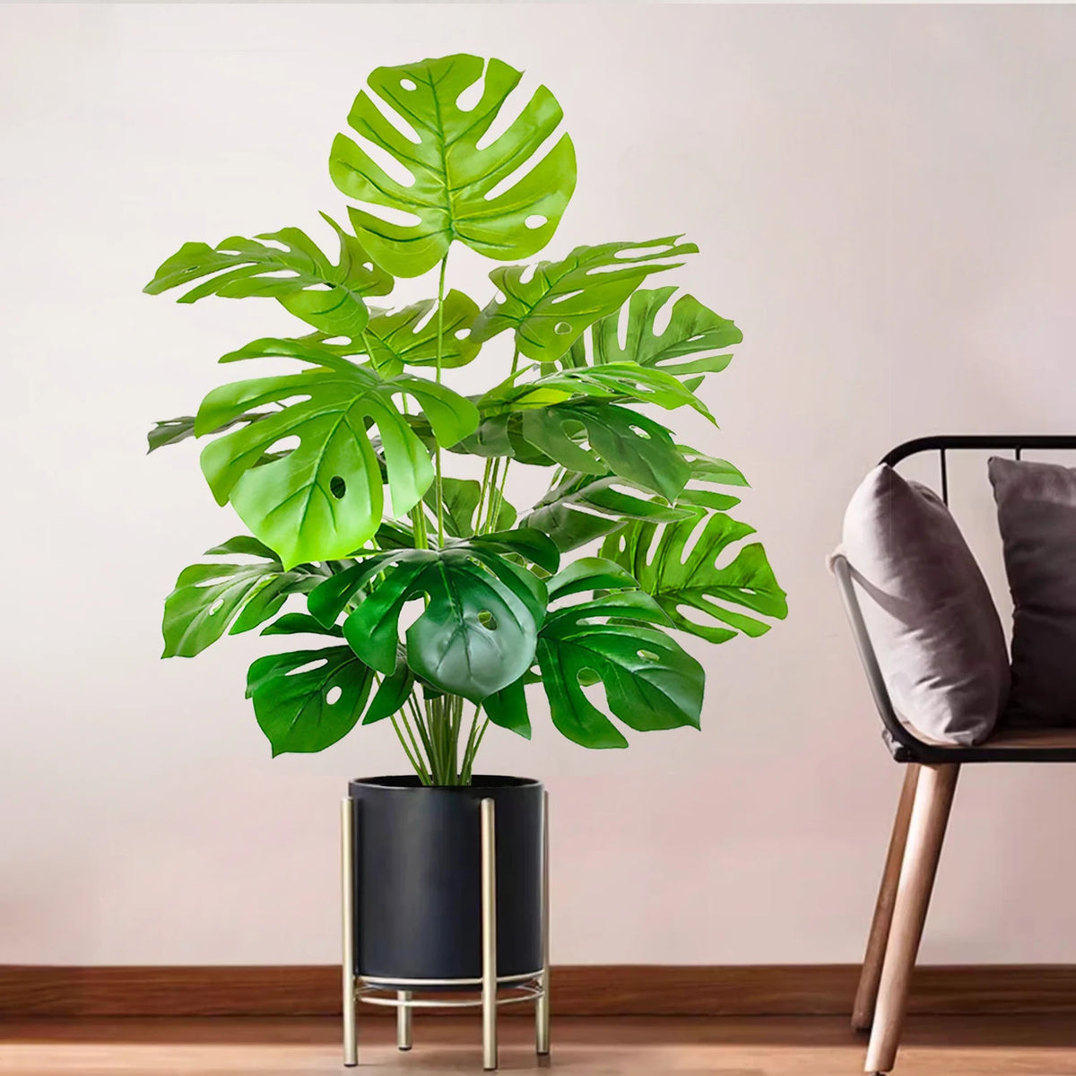 Artificial Monstera Plant – 104cm Plastic Palm Tree for Home Office Decor