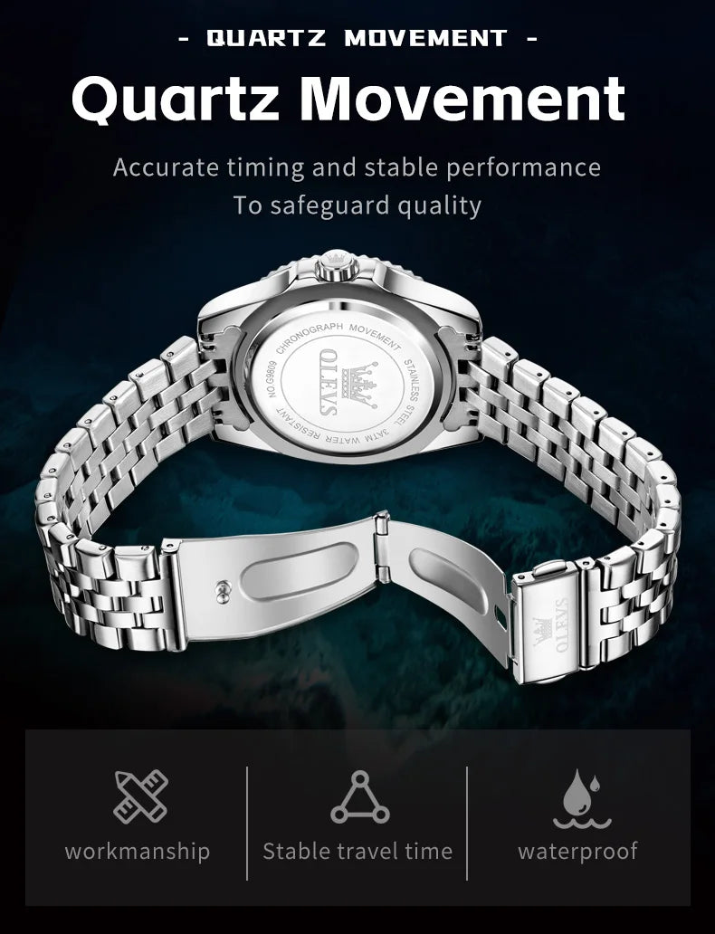 Stainless Steel Quartz Watch – Luminous Calendar Wristwatch for Business Men