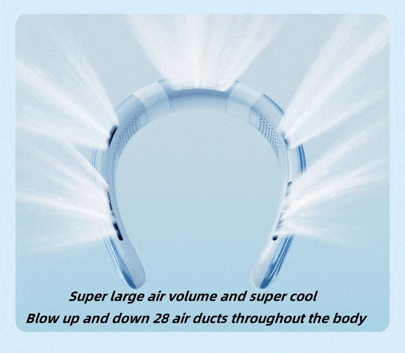 Portable Neck Fan – 10000mAh Rechargeable Silent Cooling for Outdoor Camping