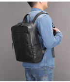Genuine Leather Laptop Backpack – 14 Inch Business Bag for Men