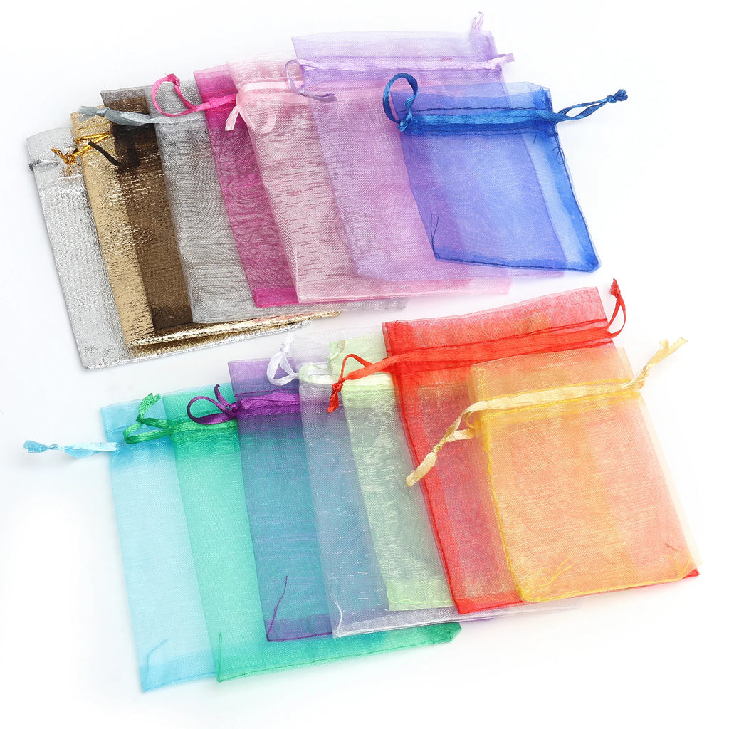 Organza Drawstring Pouches – Sheer Jewelry Gift Bags for Wedding Party Favors