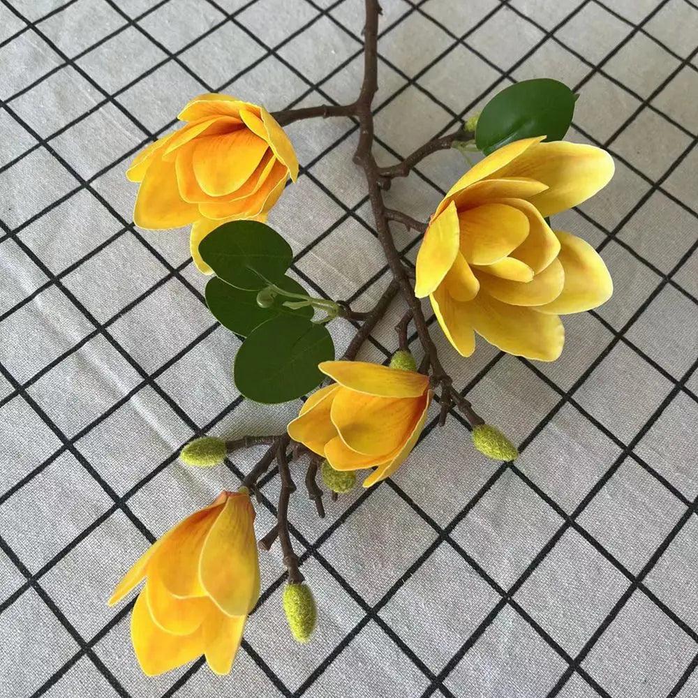 Silk Magnolia Flower Bouquet – Decorative Floral Arrangement for Wedding Decor