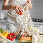 Reusable Cotton Mesh Tote Bag – Eco-Friendly Produce Storage for Grocery Shopping