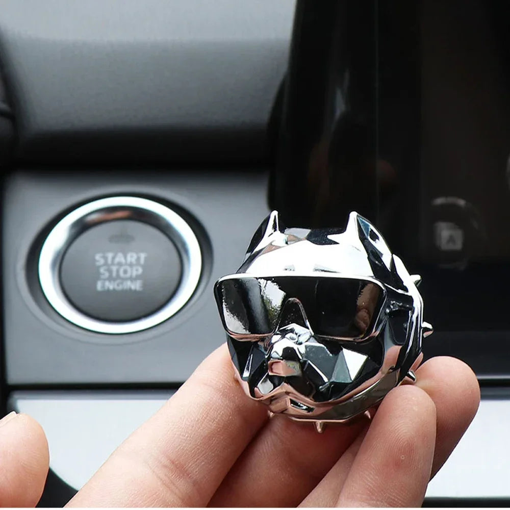Metal Bully Dog Ignition Cover – Decorative Engine Start Button Trim for Cars
