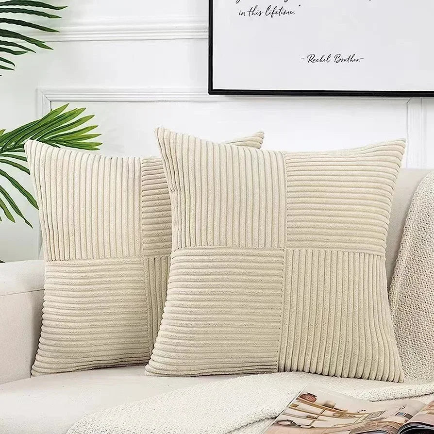 Corduroy Striped Cushion Covers – 45x45cm Soft Throw Pillows for Home Decor