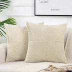 Corduroy Striped Cushion Covers – 45x45cm Soft Throw Pillows for Home Decor