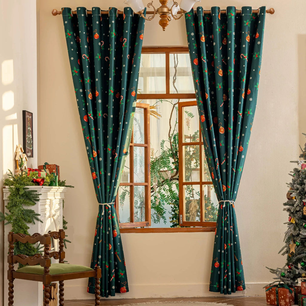 Laminated Blackout Curtains – Christmas Decorative Drapes for Home Decor