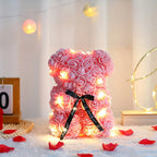 Artificial Rose Teddy Bear – 25cm Flower Gift for Valentines Anniversary