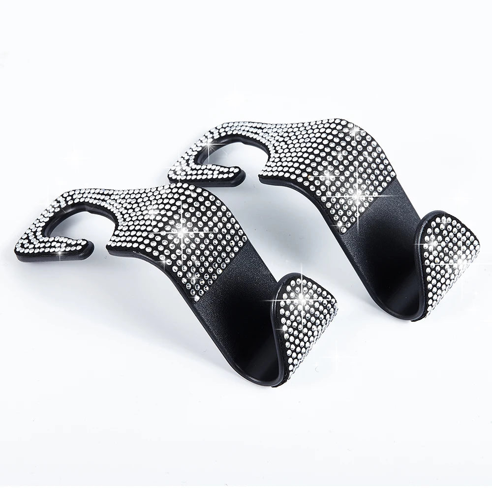 Artificial Diamond Car Hooks – Bling Hidden Seat Hanger for Car Organization