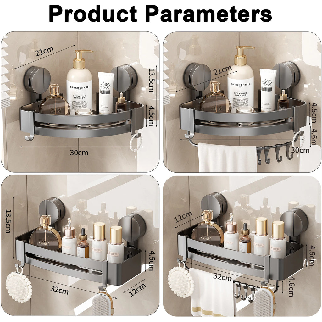 Bathroom Corner Shelf – Wall Mounted Shower Rack for Shampoo Storage