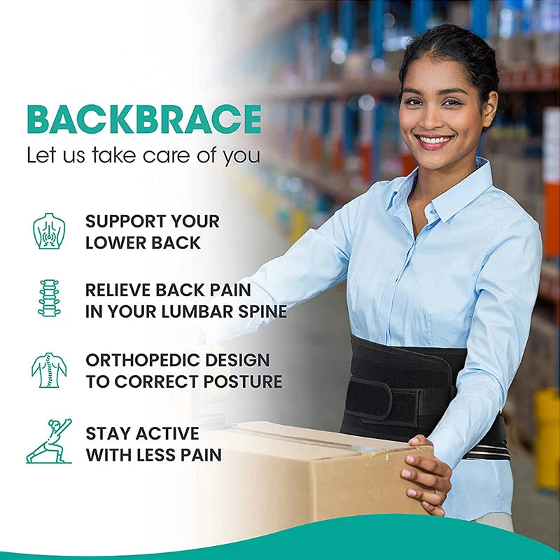 Breathable Lumbar Support Belt – 6-Stay Back Brace for Lower Back Pain Relief