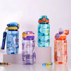 Dinosaur Plastic Water Bottle – 600ml Leakproof Sippy Cup for Kids