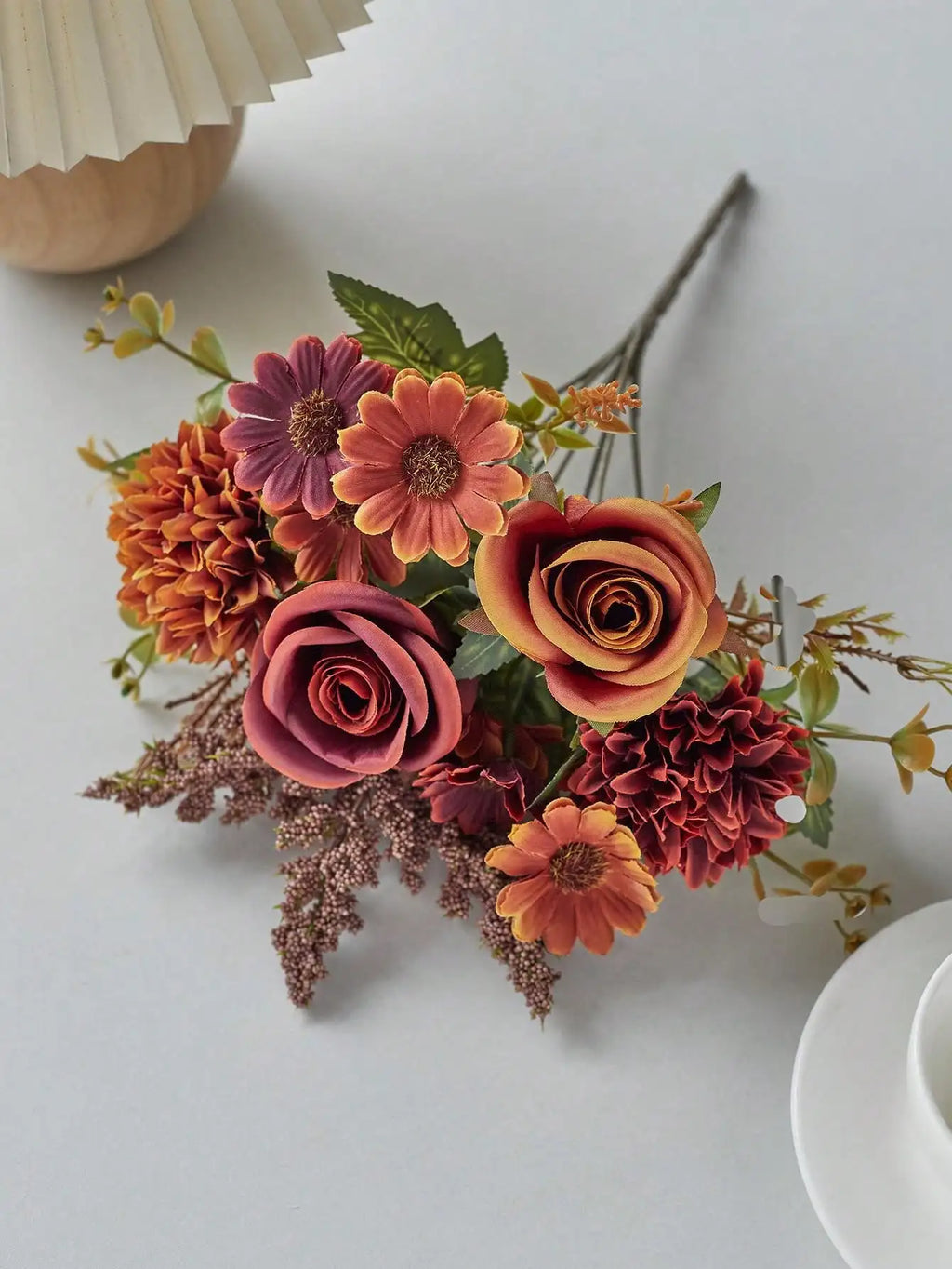 Silk Rose and Daisy Flower Bouquet – Artificial Floral Decor for Weddings