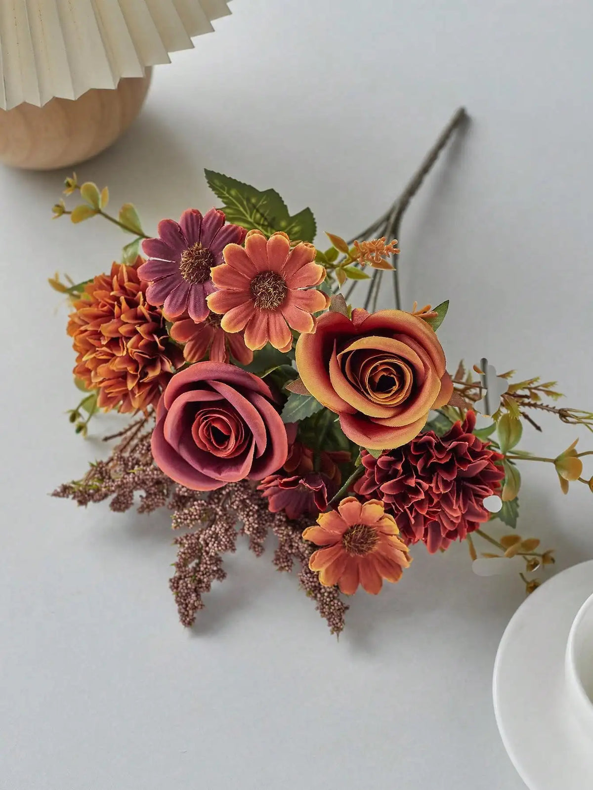 Silk Rose and Daisy Flower Bouquet – Artificial Floral Decor for Weddings