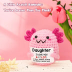 Handmade Crochet Axolotl Doll – Positive Energy Plush for Desk Decor