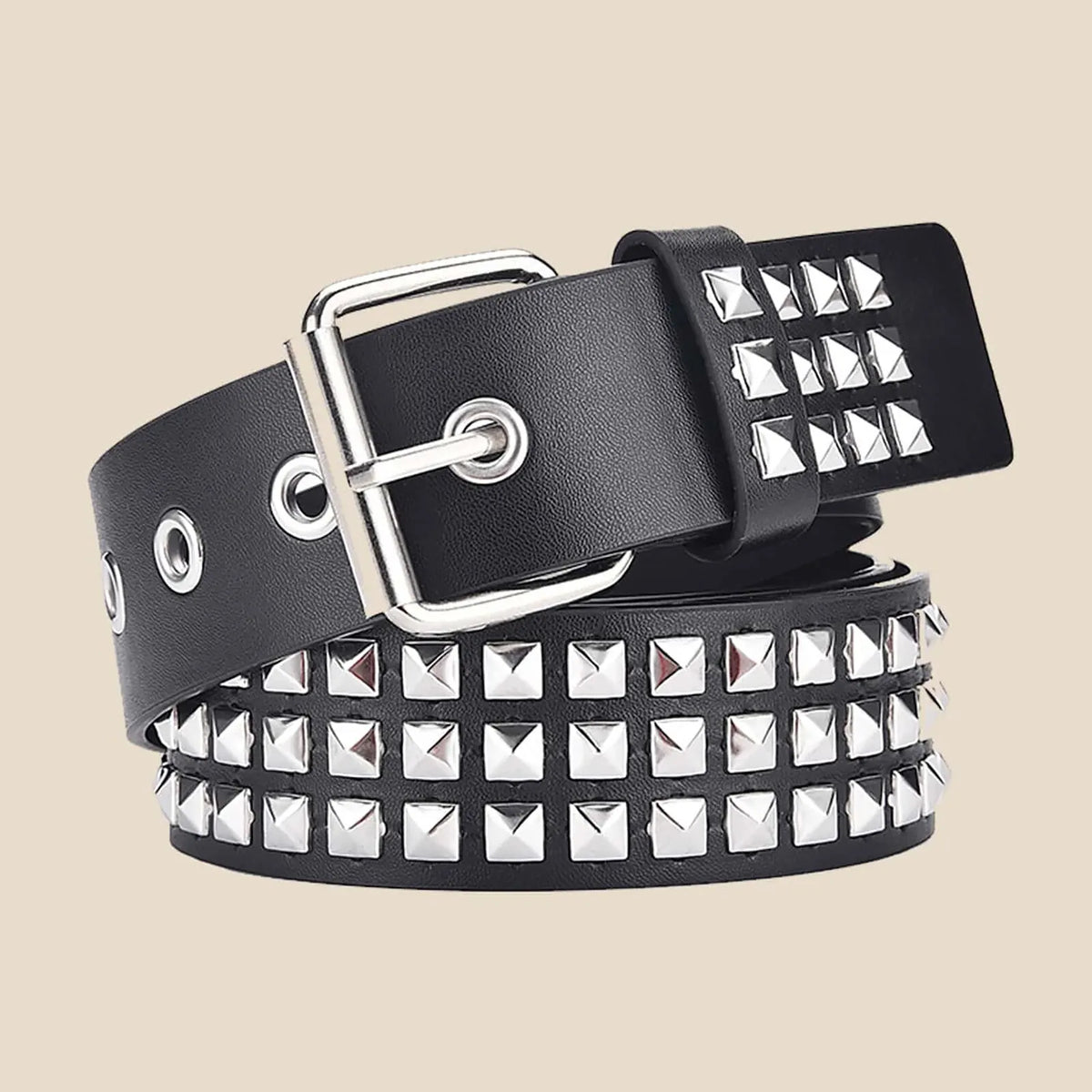 Punk Pyramid Rivet Belt – Metal Studded Hardware for Unisex Y2K Fashion