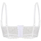 Wetlook Leather Push Up Bralette – Underwire Lace Lingerie for Sexy Cosplay