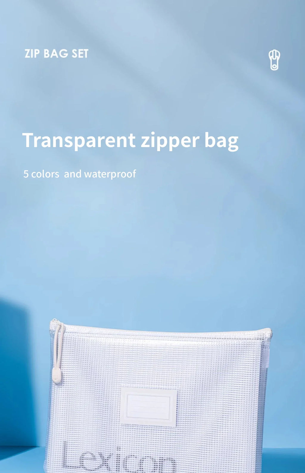 Clear Mesh Zipper Pouches – Waterproof A4/A5 Plastic Bags for Office Storage