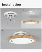 LED Ceiling Light – Wood Grain Golden Finish for Kitchen and Bedroom