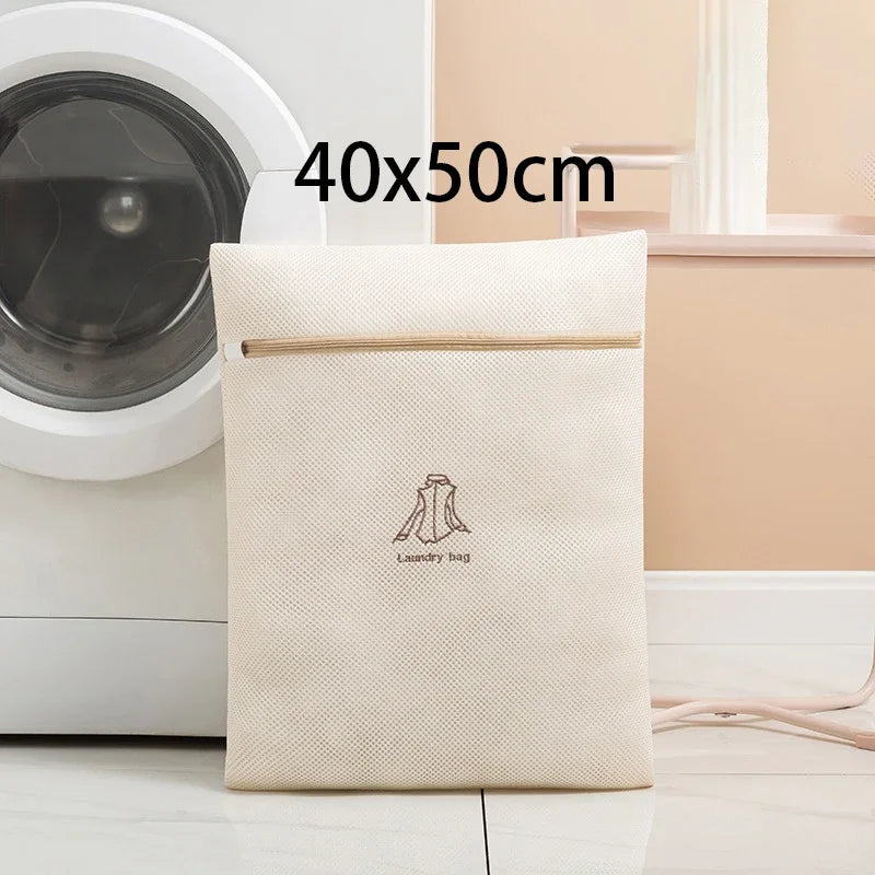 Embroidered Mesh Laundry Bag – Thickened Washable Organizer for Dirty Clothes