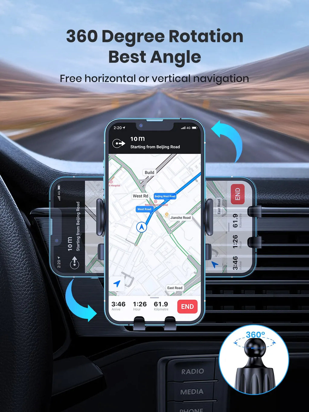 Gravity Car Phone Holder – Metallic Air Vent Mount for Hands-Free Driving