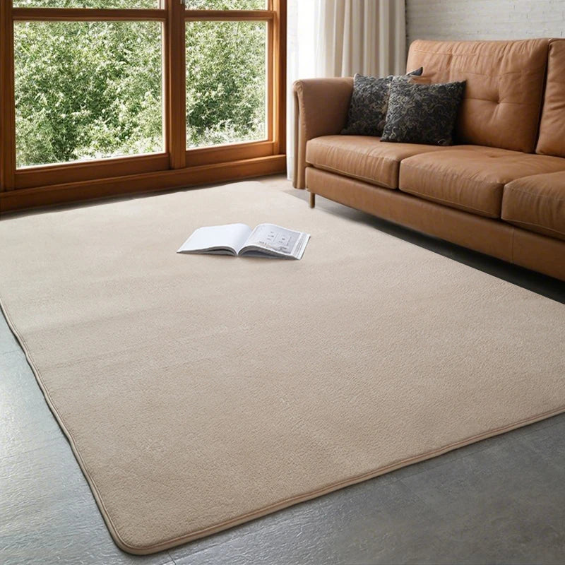 Coral Velvet Area Rug – Soft Rectangular Mat for Living Room and Bedroom